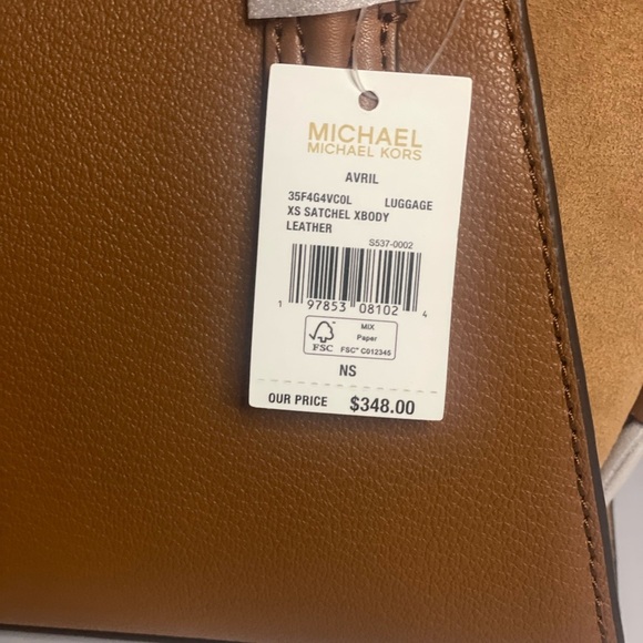 Michael Kors Avril Extra-Small Leather and‎ Suede Satchel Brown Handbag - Picture 5 of 5